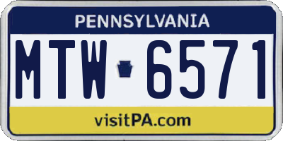 PA license plate MTW6571