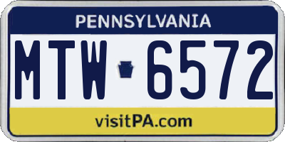 PA license plate MTW6572
