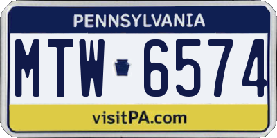 PA license plate MTW6574