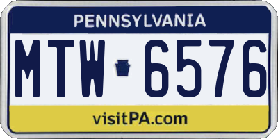 PA license plate MTW6576