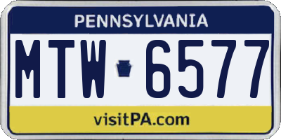 PA license plate MTW6577