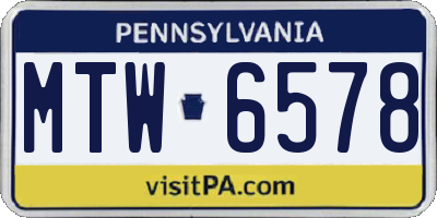 PA license plate MTW6578