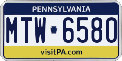 PA license plate MTW6580