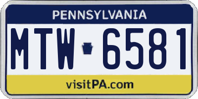 PA license plate MTW6581