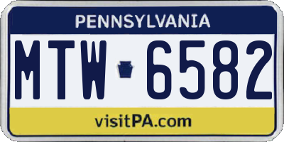 PA license plate MTW6582