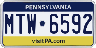 PA license plate MTW6592