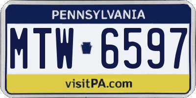 PA license plate MTW6597