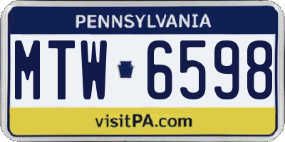 PA license plate MTW6598