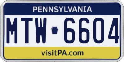PA license plate MTW6604