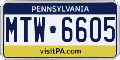PA license plate MTW6605