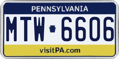 PA license plate MTW6606