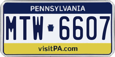 PA license plate MTW6607