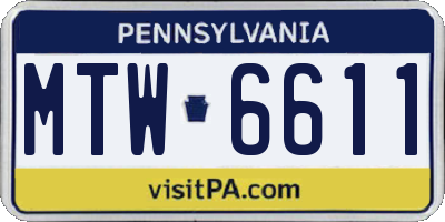 PA license plate MTW6611