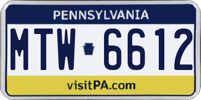 PA license plate MTW6612