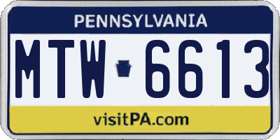 PA license plate MTW6613