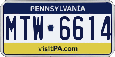 PA license plate MTW6614