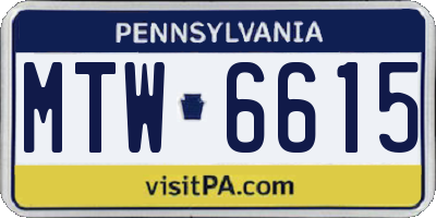 PA license plate MTW6615