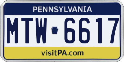 PA license plate MTW6617