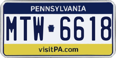 PA license plate MTW6618