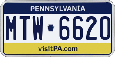 PA license plate MTW6620