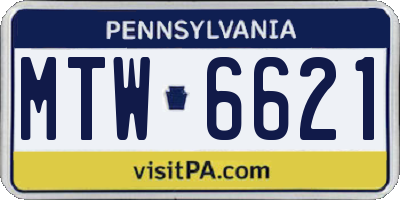 PA license plate MTW6621