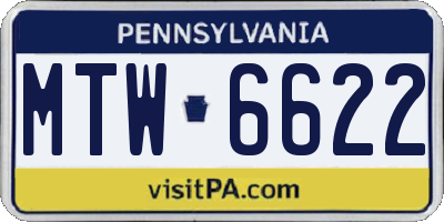 PA license plate MTW6622