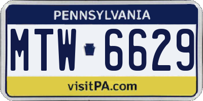 PA license plate MTW6629