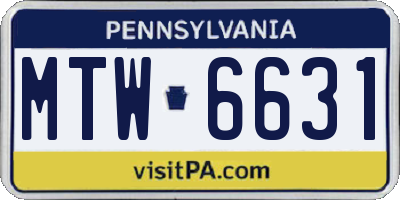PA license plate MTW6631