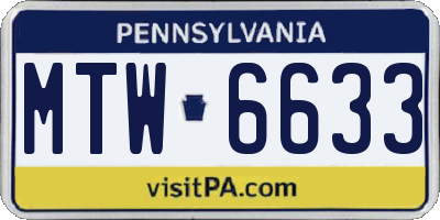 PA license plate MTW6633