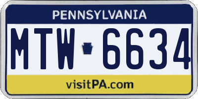 PA license plate MTW6634