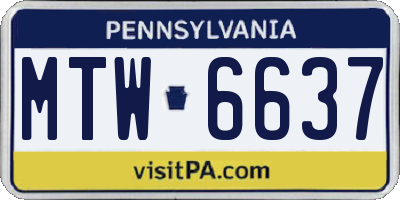 PA license plate MTW6637