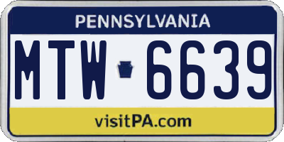 PA license plate MTW6639