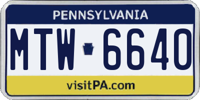 PA license plate MTW6640