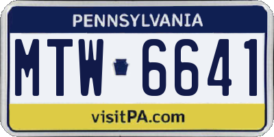 PA license plate MTW6641
