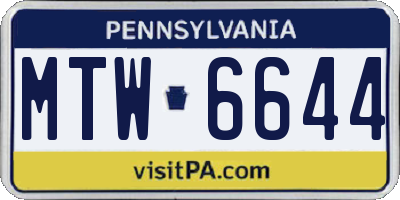 PA license plate MTW6644