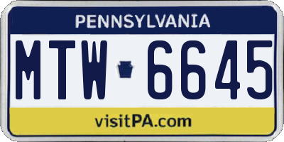 PA license plate MTW6645