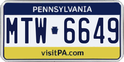 PA license plate MTW6649