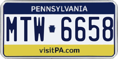 PA license plate MTW6658
