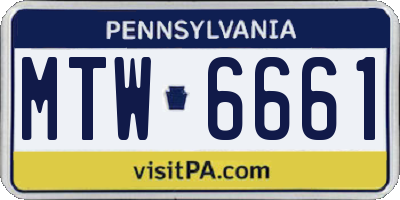 PA license plate MTW6661