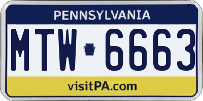 PA license plate MTW6663