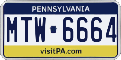 PA license plate MTW6664