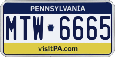 PA license plate MTW6665