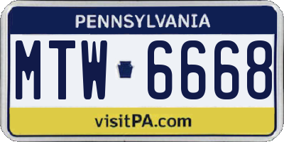 PA license plate MTW6668