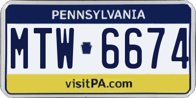 PA license plate MTW6674