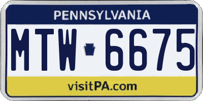 PA license plate MTW6675