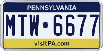 PA license plate MTW6677
