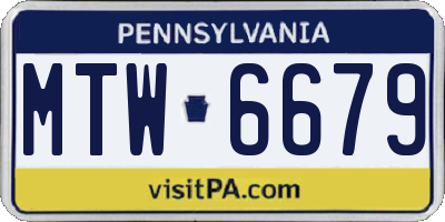 PA license plate MTW6679