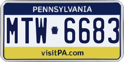 PA license plate MTW6683