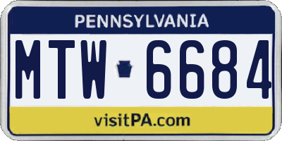 PA license plate MTW6684