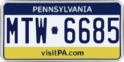 PA license plate MTW6685